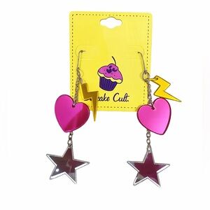 Cupcake Cult Y2K Pink Heart Star Lightning Bolt Dangle Earrings NWT Goth
